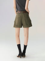 Multi-Pocket Rolled Hem Cargo Shorts