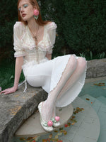 Satin Rose Kitten Heels