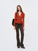 Orange Ruffled Lace Blouse