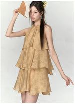 Mustard Yellow Halter Floral Dress