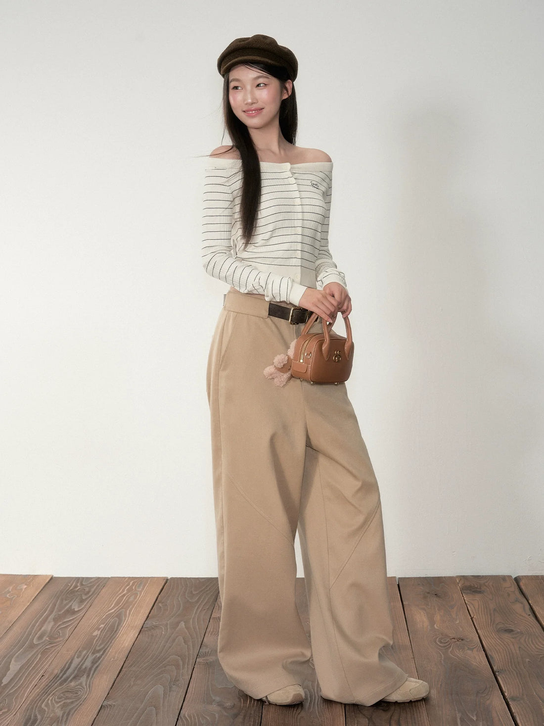 Striped Knit One-Shoulder Top