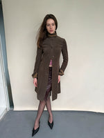 Detachable-Collar Wool-Blend Long Coat