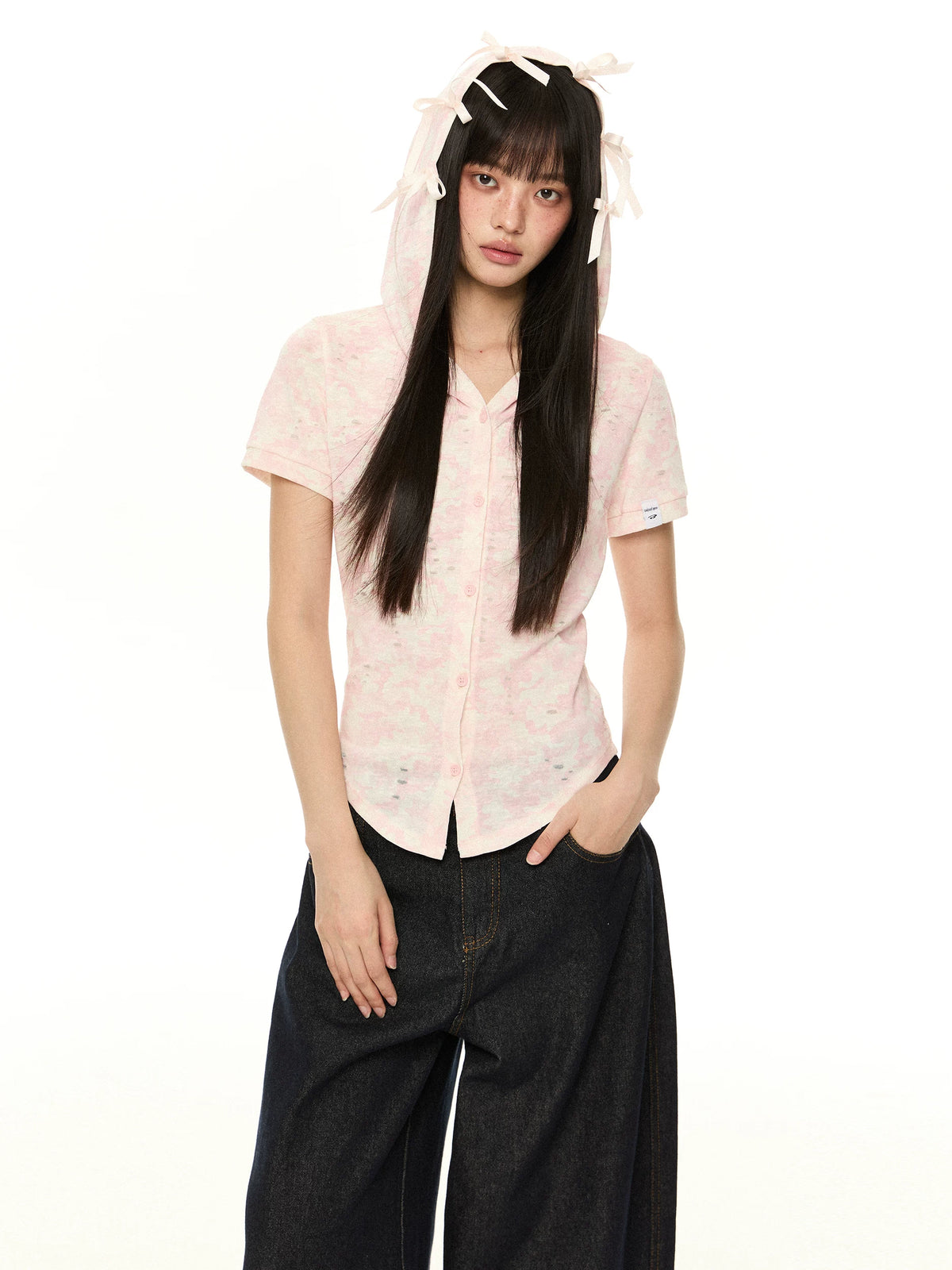 Hooded Vintage Short Sleeve Top