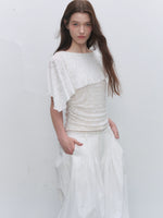 White Jacquard Cape Sleeve Top