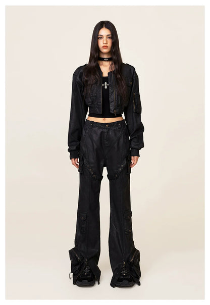 Ancient Myth Wax-coated Short Bomber Jacket