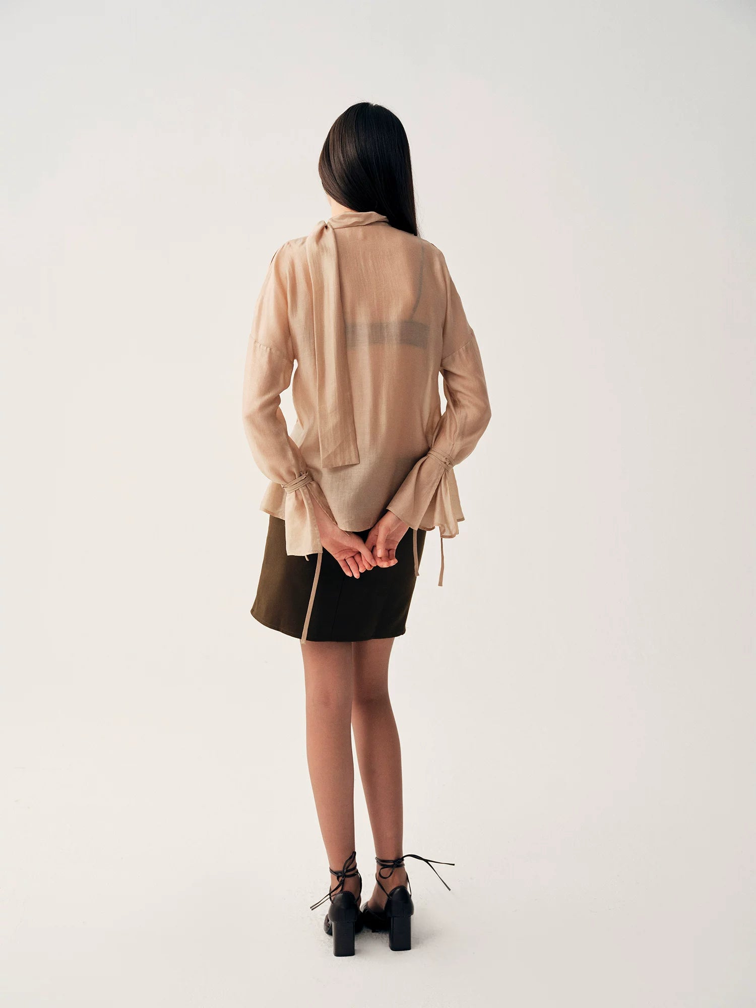 Champagne Cutout Zip Shirt