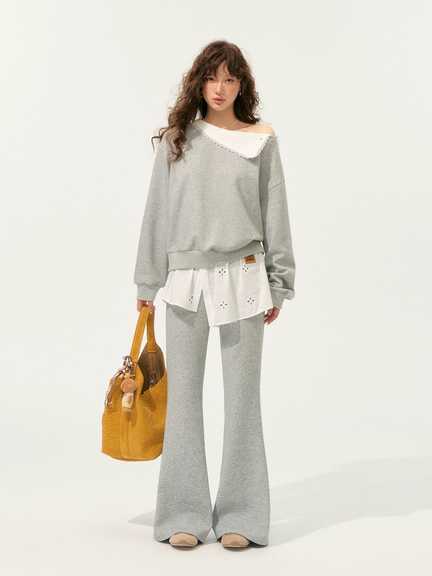 Detachable Collar Sweatshirt Set