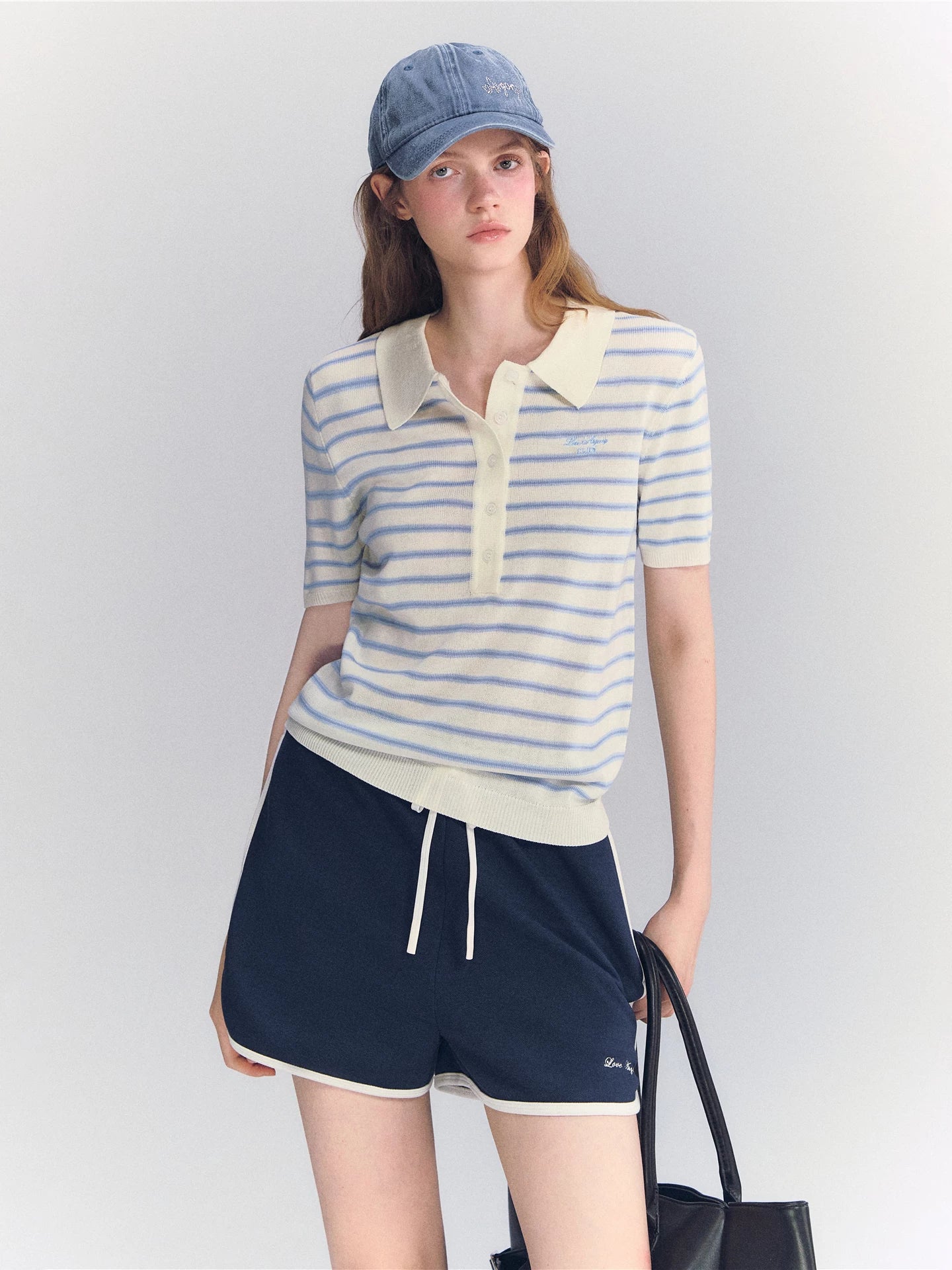 Striped Polo Knit Tee