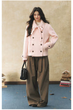 Vintage Double Breasted Bow Collar Coat