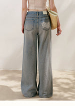 Lace Tie Wide-Leg Jeans