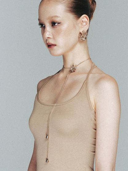 Metal Floral Snake Chain Necklace