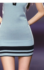 Blue V-Neck Knit Cardigan & Dress Set