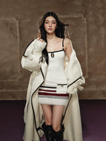 Wool-Blend Long Coat & Dress Set