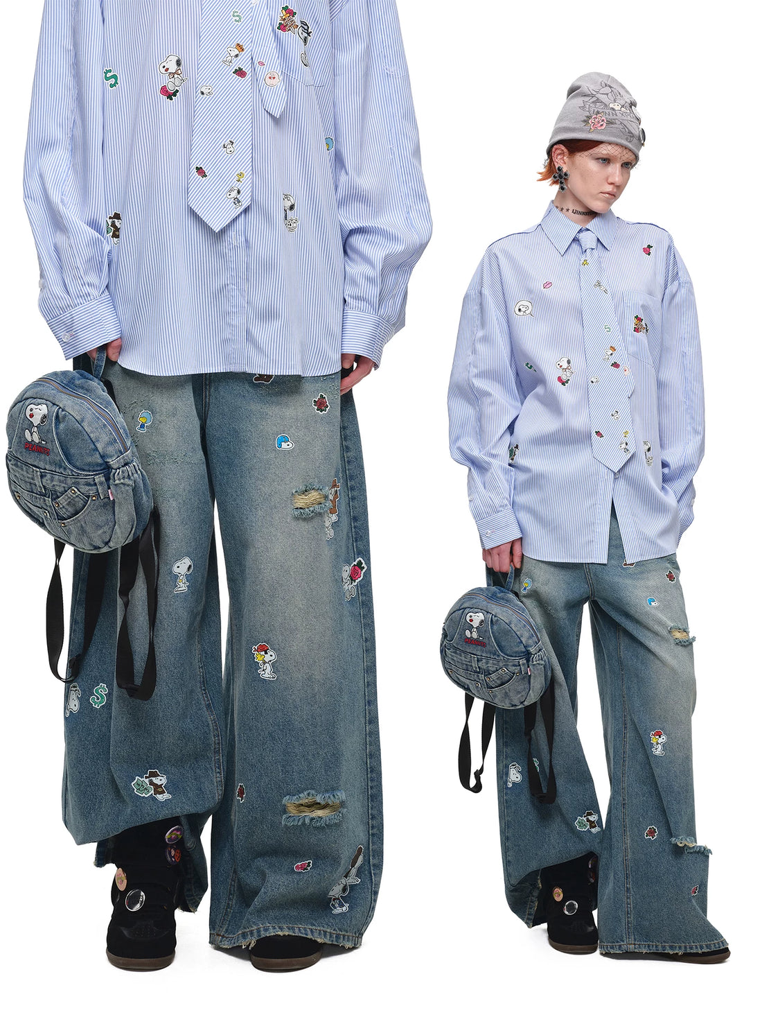 Winged Denim Backpack