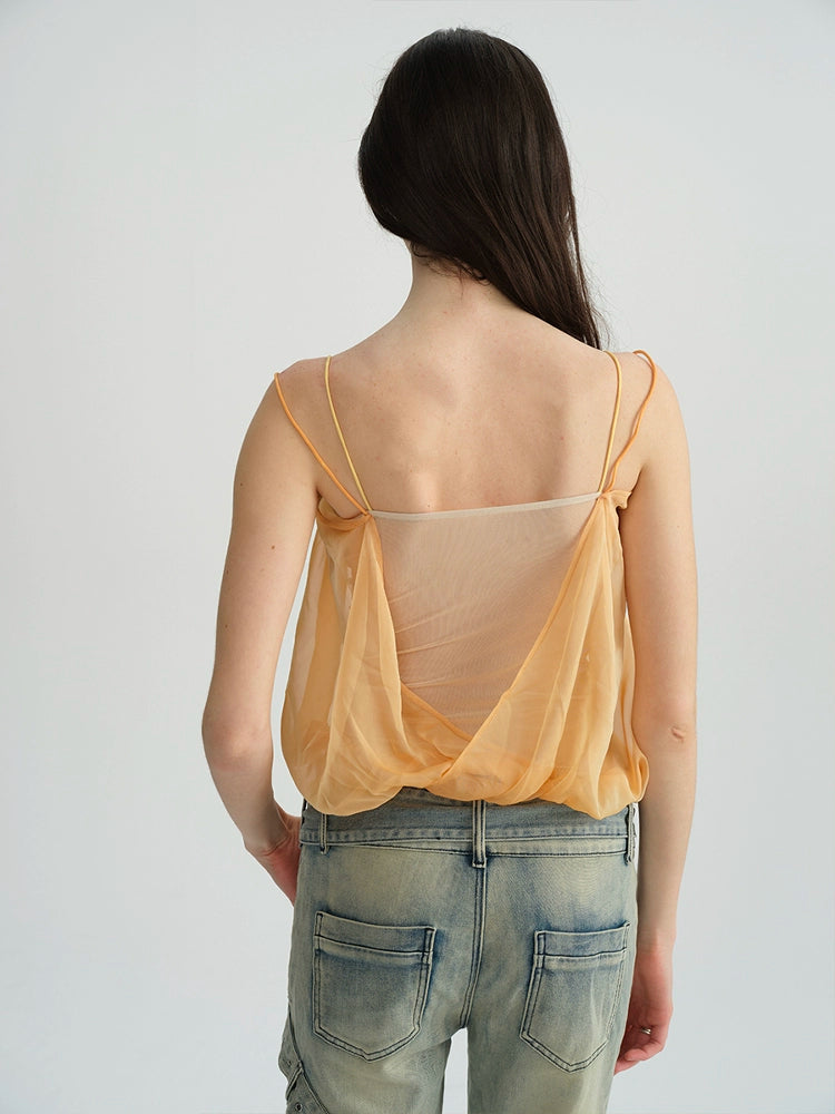 Orange Yellow Sheer Layered Blouse