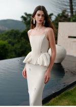 Luxury Handcrafted Beaded Satin Slip Dress Set
