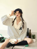 Striped Embroidered Sweatshirt & Shorts Set