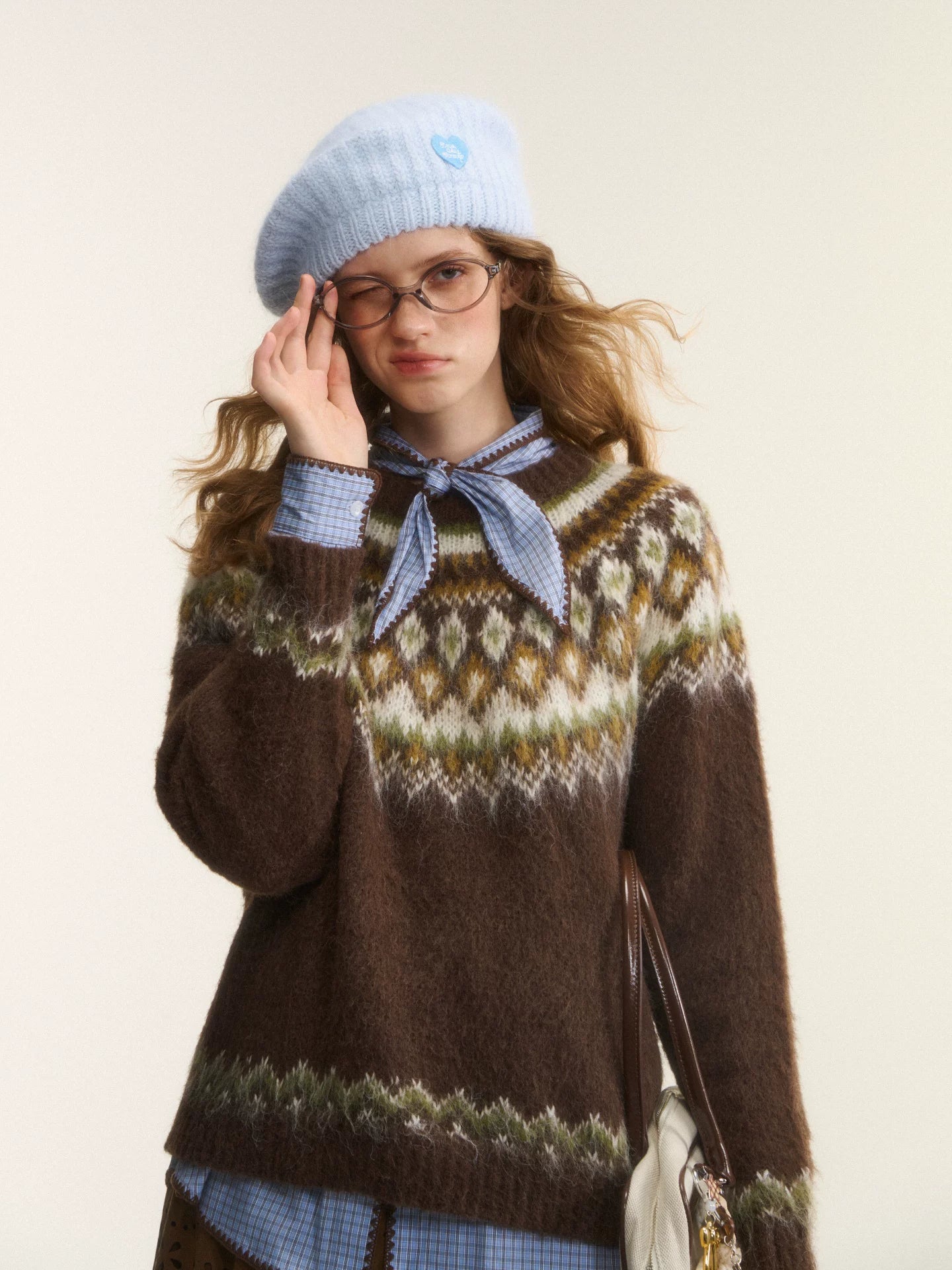 Fair Isle Jacquard Crewneck Knit Sweater