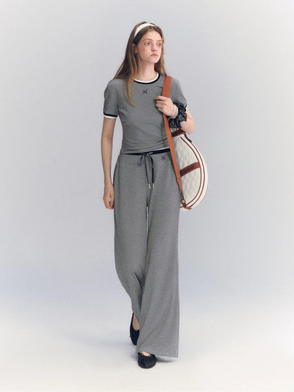 Contrast Trim Pants Set