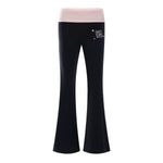 Contrast Waist Flared Pants