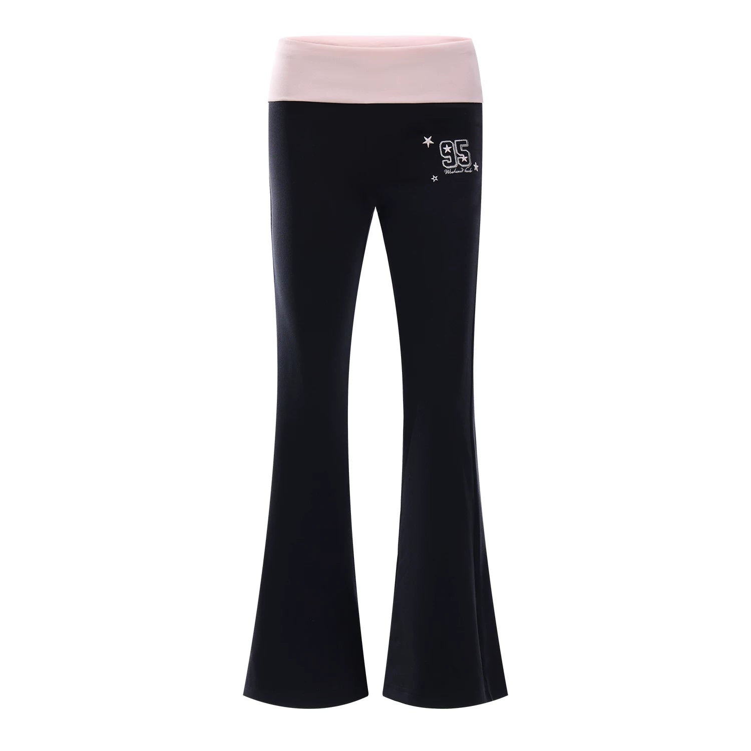 Contrast Waist Flared Pants