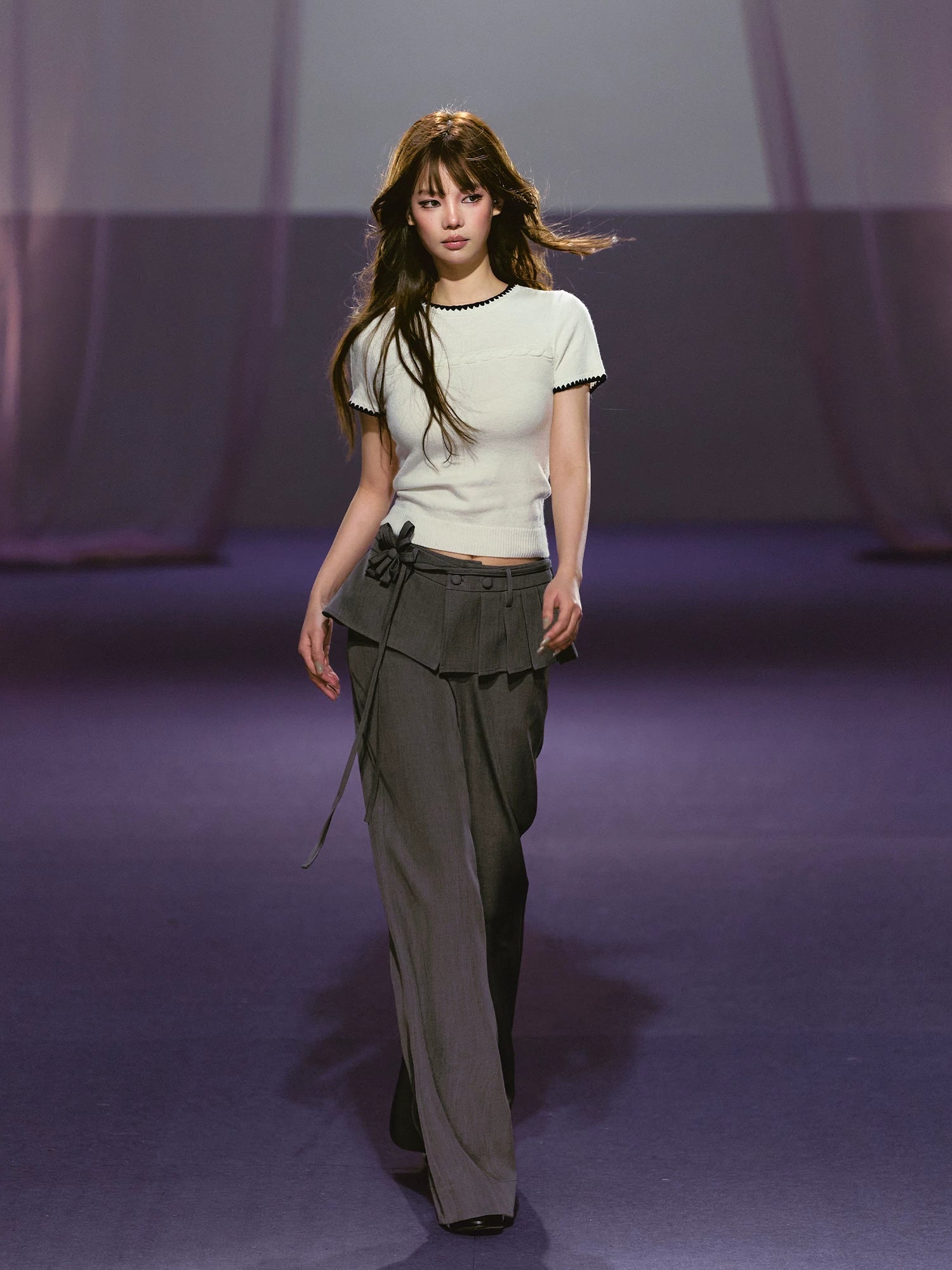 Layered Pleated Panel Straight Pants