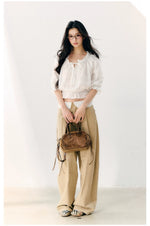 White Cotton Ruffle Top
