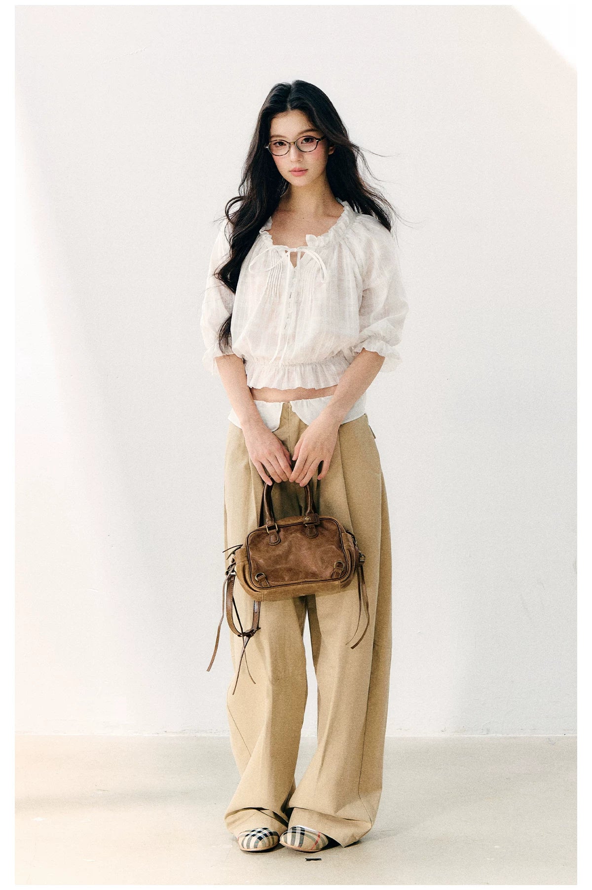 White Cotton Ruffle Top
