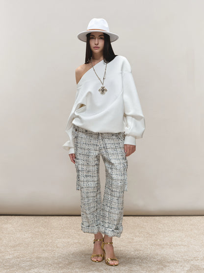 Asymmetric Off-Shoulder Oversized Sweatshirt