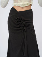 Grey Draped Knit Skirt