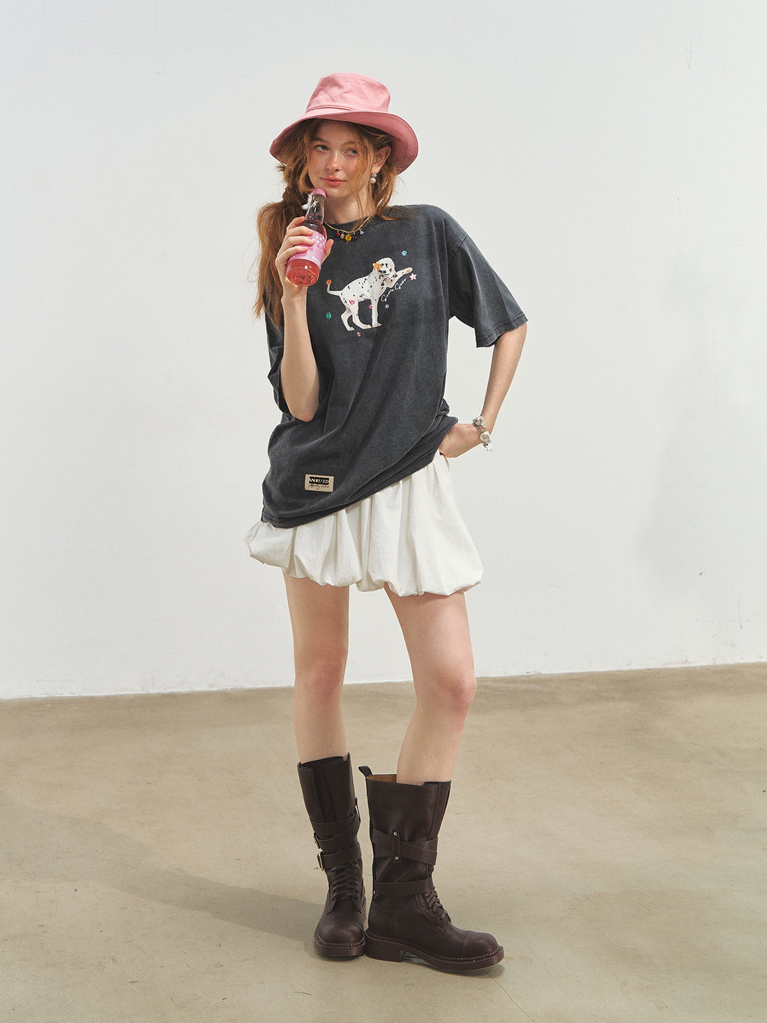 Spotted Puppy Printed Short Sleeve T-shirt