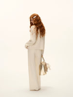 Wool Blend Cable Knit Hoodie and Pants Set