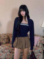 Navy Striped Knit Twinset