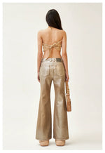 Ancient Myth Handcrafted Gold Wax Mid-rise Flared Jeans