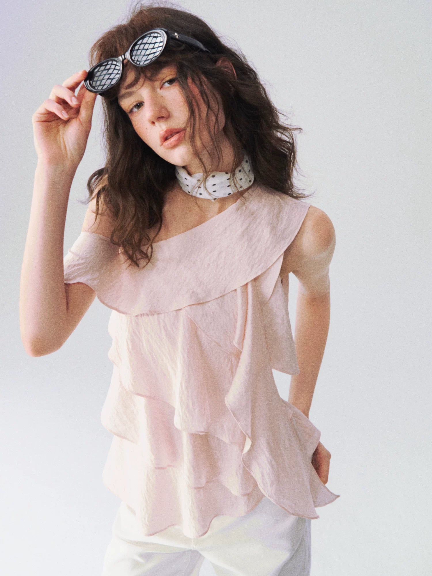 Layered Ruffle One-Shoulder Top