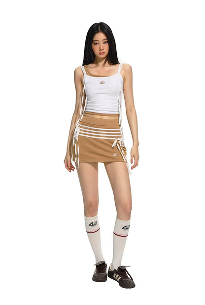 Color Block Mock Two-Piece Halter Top