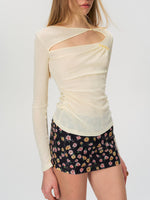 Yellow Cutout Textured Top
