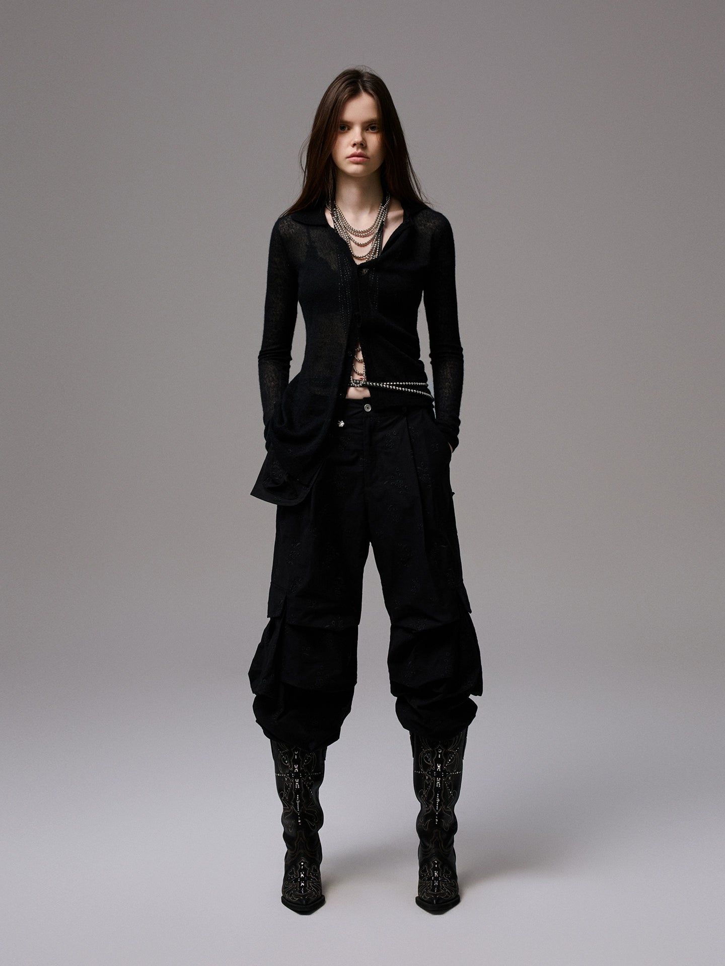 Mohair Slim Transparent Cardigan