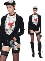 Black Acetate Cashmere Cardigan