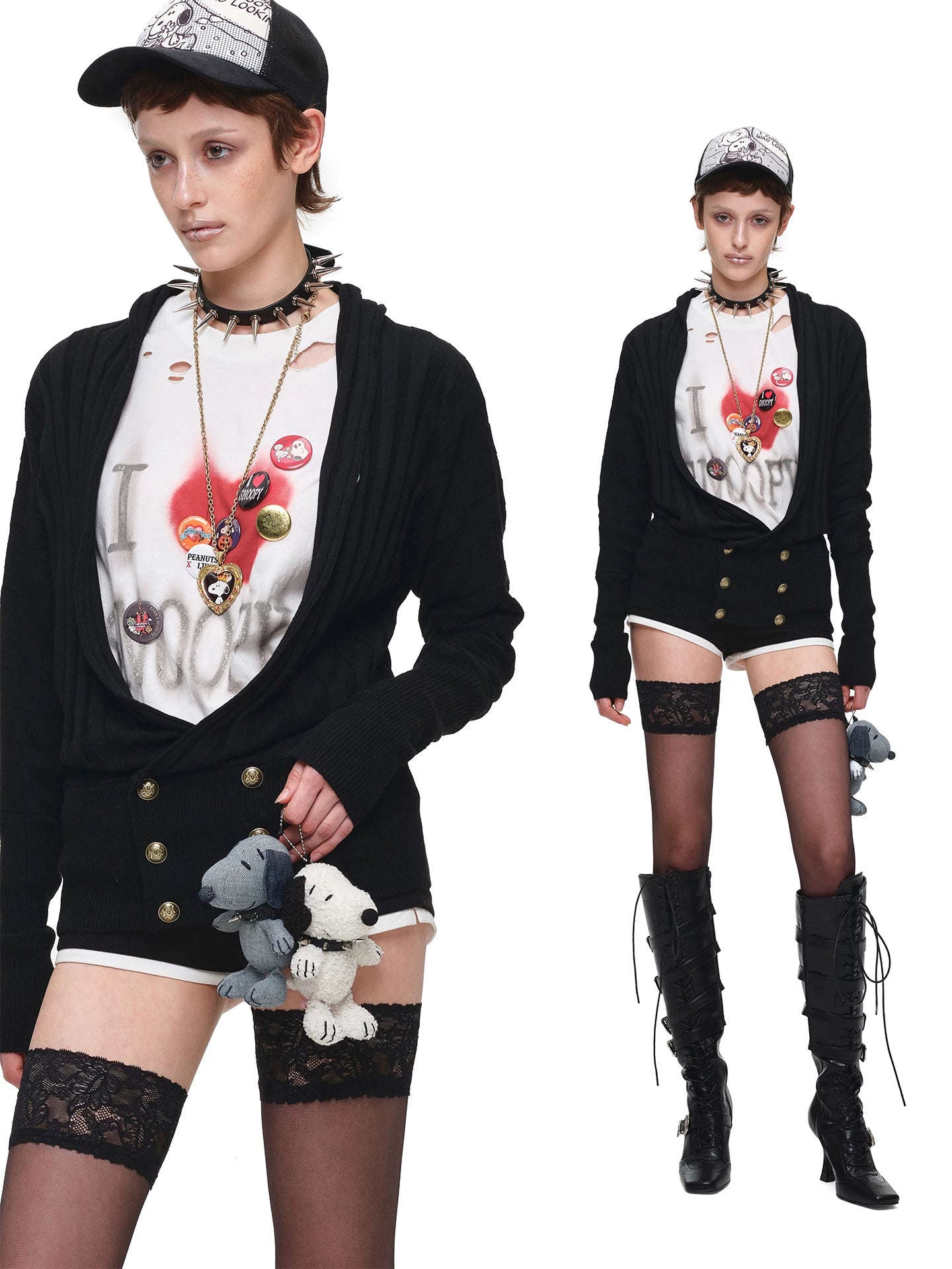 Black Acetate Cashmere Cardigan