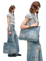 Graffiti Denim Tote Bag