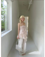 Layered Ruffle Wide-Leg Pants