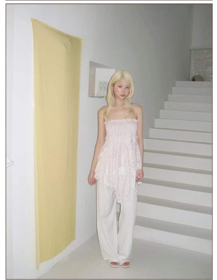 Layered Ruffle Wide-Leg Pants