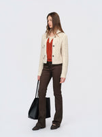 Ivory & Red Cutout Knit Cardigan