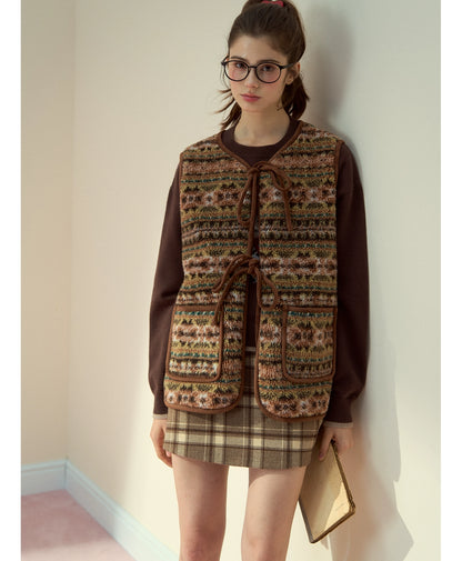 Reversible Fair Isle Faux Fur Vest