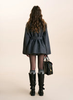 Gray Stand Collar Wool Coat