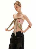 Reversible Swirl Print Scarf Tie Top
