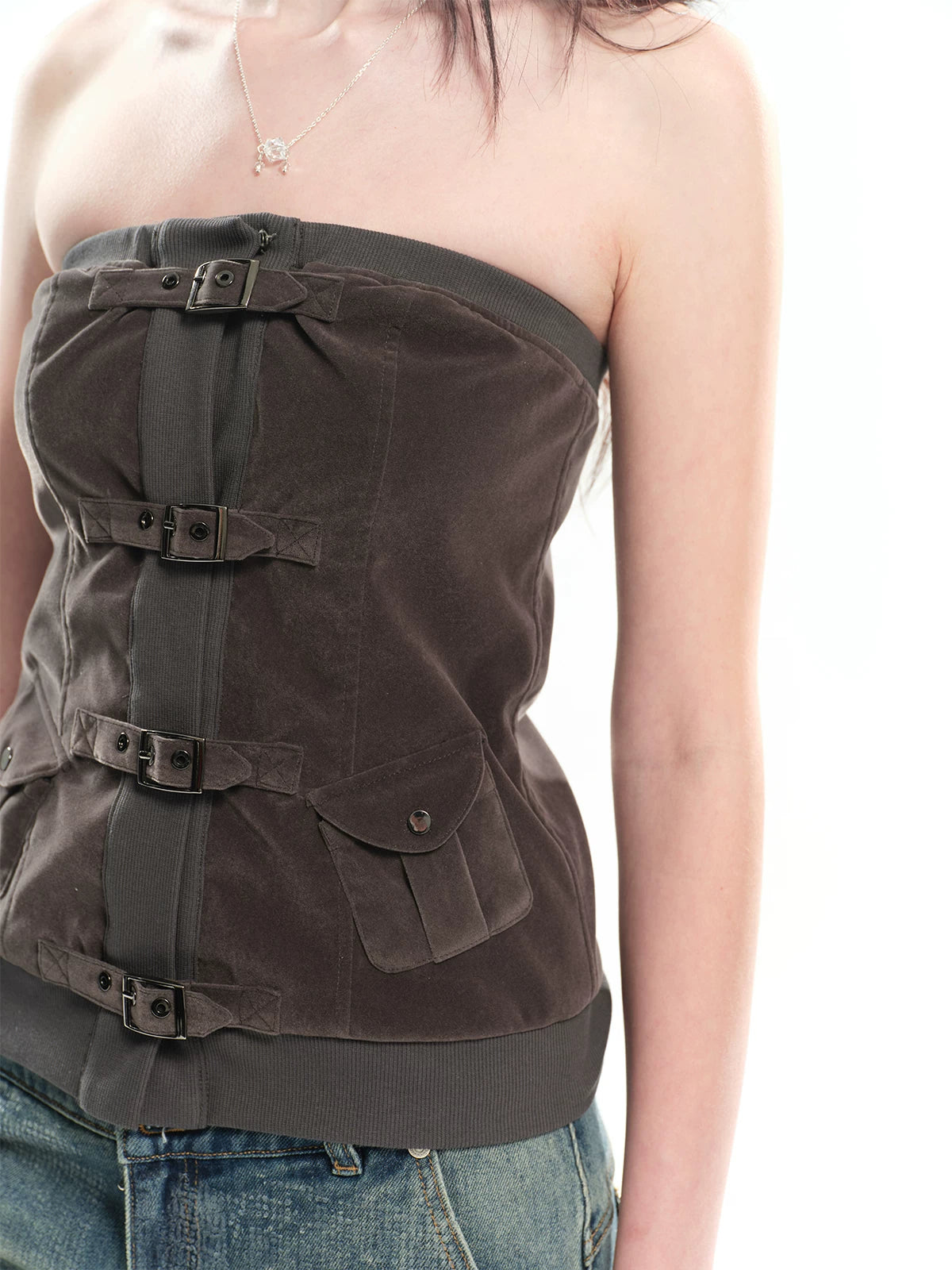 Velvet Strapless Tube Top