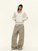 Studded Leopard Wide-Leg Pants