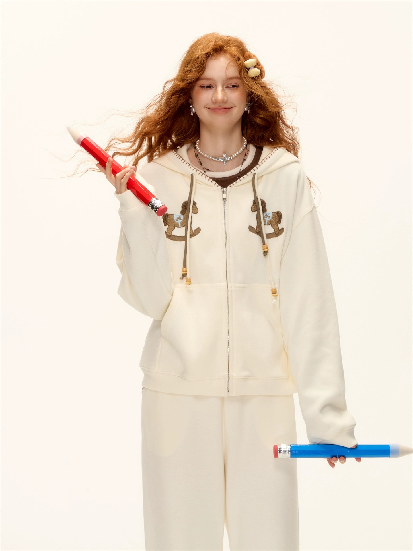 Pony Beaded Hoodie Set